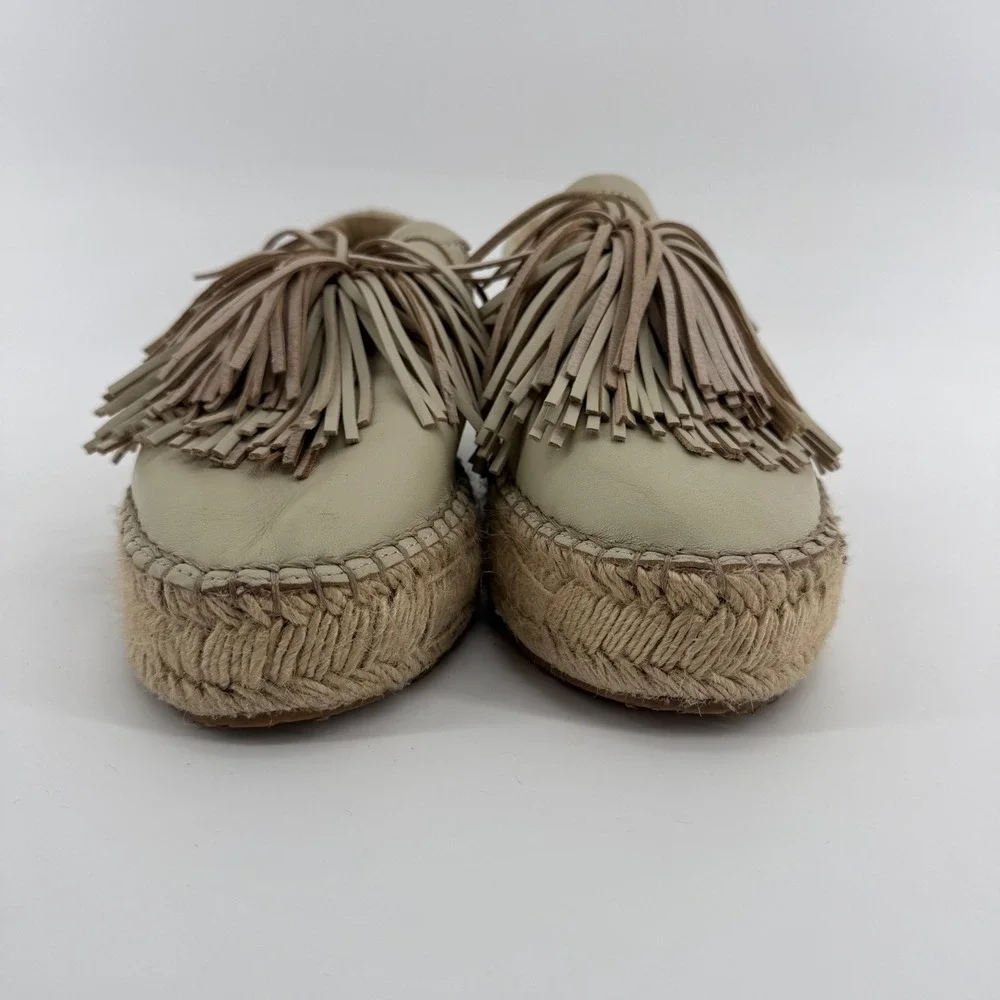 J/Slides Raoul Womens Sand‎ Leather Tassel Espadrille Platform Sneakers Size 9
